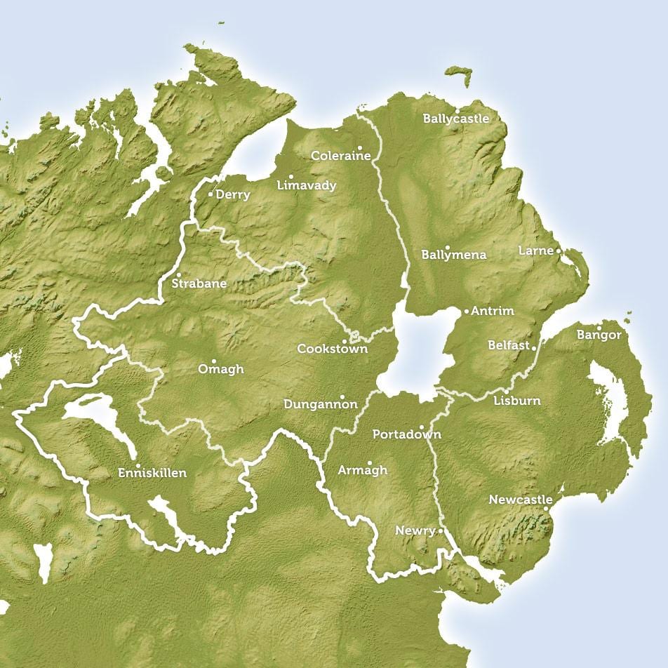 карта река у Северној Ирској