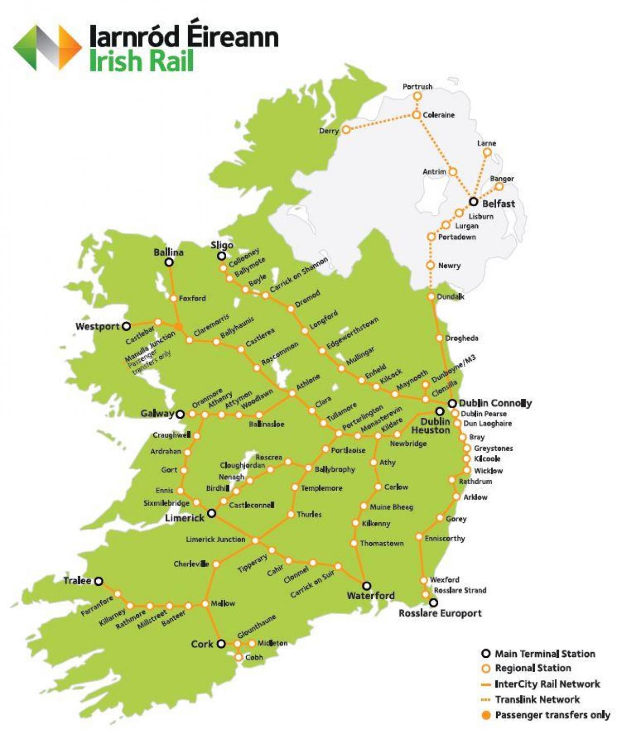 шина путовања у Ирској мапи