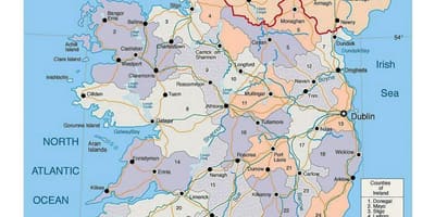 Мапа Ирске са градовима