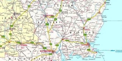 Карта Југоисточне Ирској