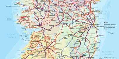 Ирска аутобуских линија мапи