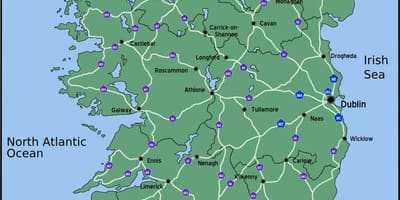 Карта управљајући мапи Ирској растојање